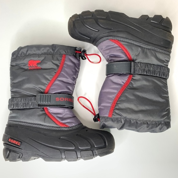 SOREL Cub Grey & Red Winter Snow Boot 4Y - Picture 4 of 8